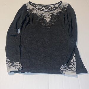 Long sleeve dark gray Miss Me bedazzled top size M